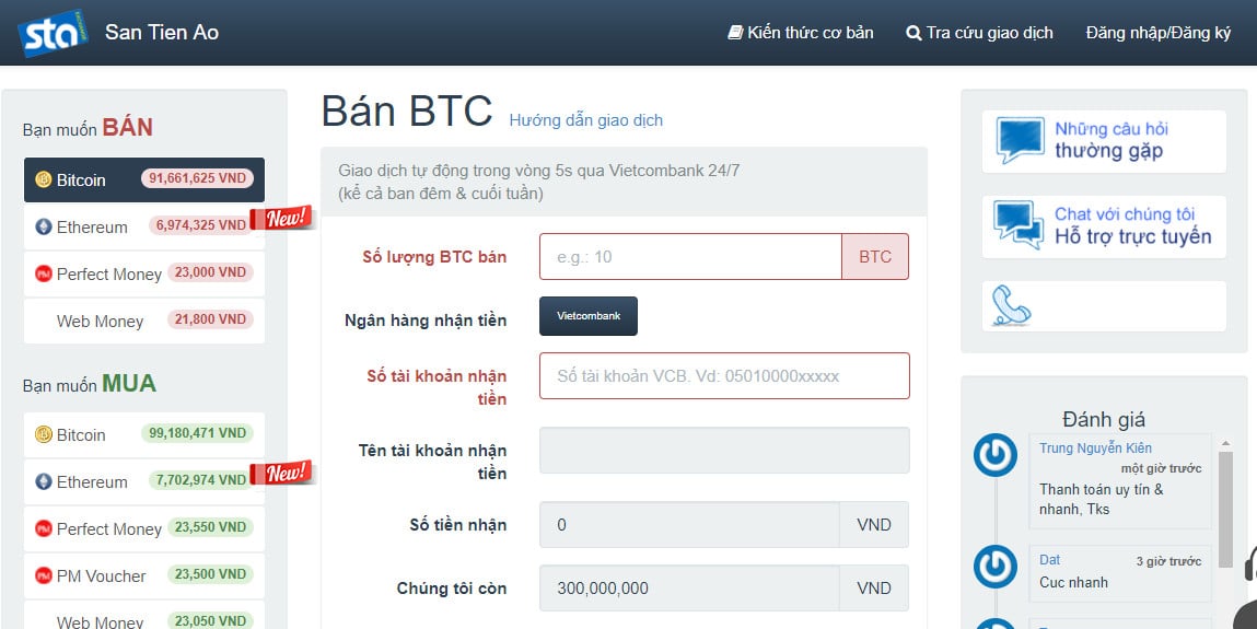 sàn tiền ảo giao dịch bitcoin và altcoin